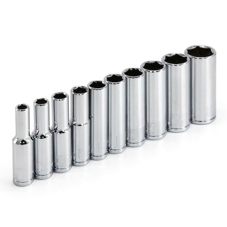 POWERBUILT 10Pc 1/4" Drive SAE 6Pt Deep Socket Set 640499